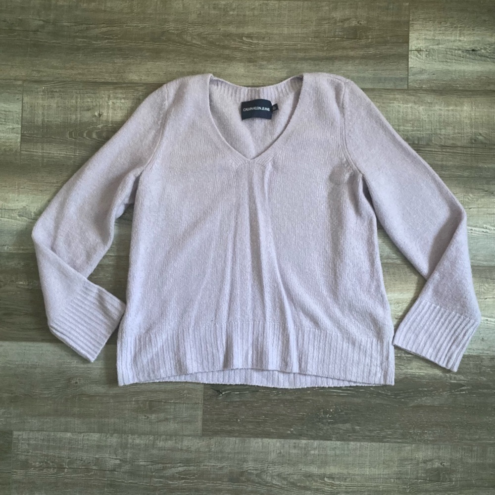 Calvin Klein Purple Ribbed Knit Wool Blend Chunky